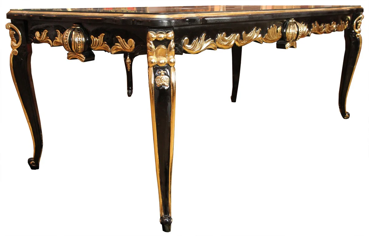 Pompöös by Baroque luxury dining table with glass top black / gold 180 x 100 cm - Pompöös baroque dining table designed by Harald Glööckler
