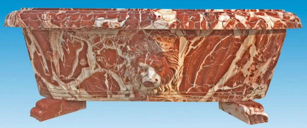 Luxury Baroque Bathtub Lion Head Red / White 180 cm - Freestanding Marble Bathtub - Bathroom Accessories - Noble & Magnificent