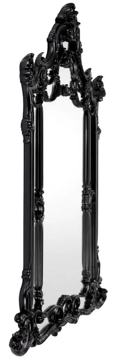 Luxus Barock Mahagoni Spiegel Schwarz - Prunkvoller Barockstil Wandspiegel aus handgeschnitztem Mahagoni Holz - Luxus Möbel im Barockstil - Prunkvolle Barock Möbel - Edel & Prunkvoll