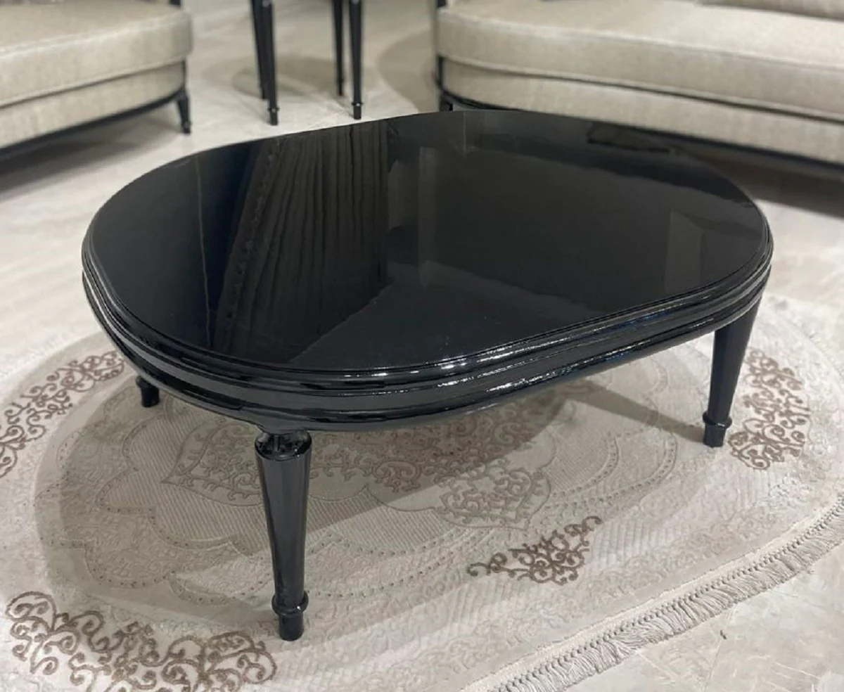 Luxury Baroque Coffee Table Black - Oval Baroque Style Living Room Table - Luxury Living Room Furniture in Baroque Style - Baroque Furniture - Noble & Magnificent