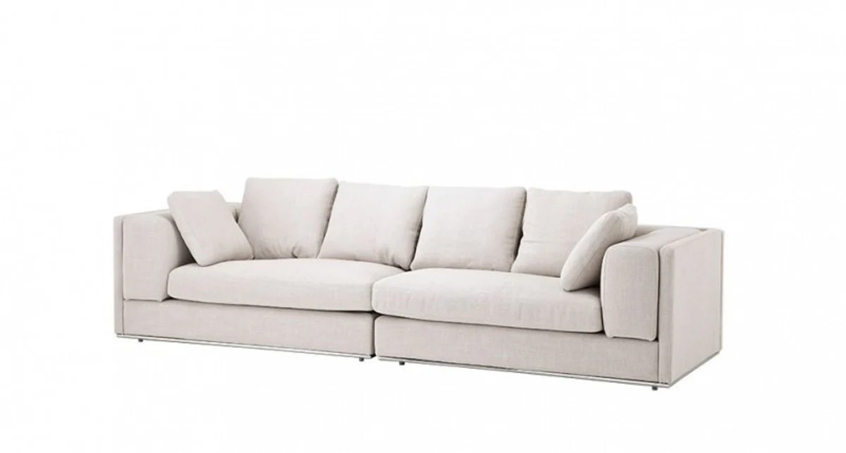 Luxury sofa Panama Natural with polished steel base - luxury furniture