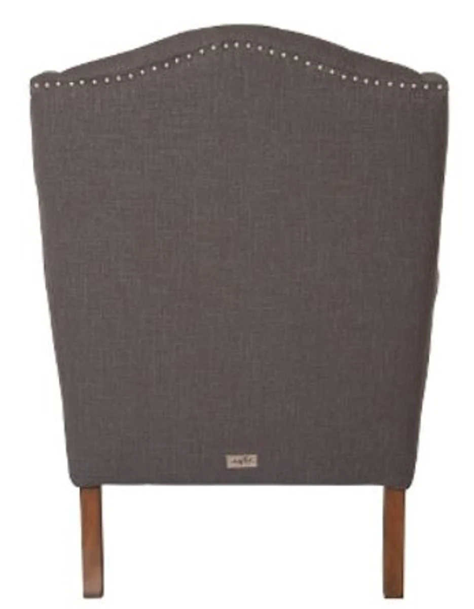 Luxury Chesterfield wing chair dark gray 87 x 89 x H. 109 cm - living room furniture