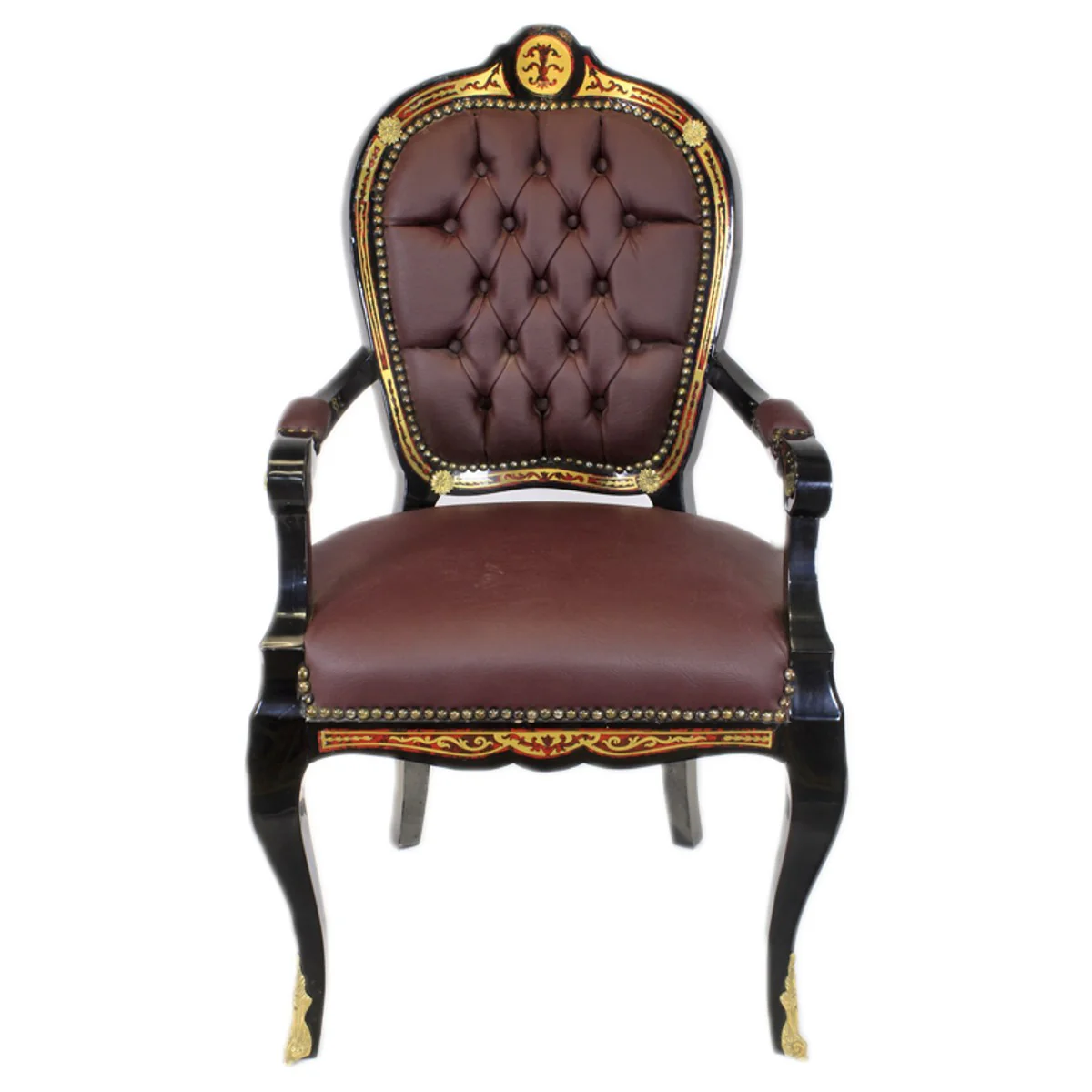 Luxury Baroque Chair with Armrests Boulle Collection - Luxury Desk Chair