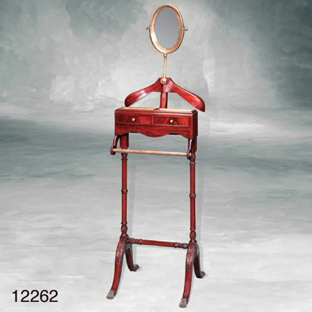 Designer Luxury Wardrobe Stand Paris Mahogany with Mirror - Dressboy - Clothes Rack Suit Stand - Baroque Empire Art Deco Art Nouveau Biedermeier