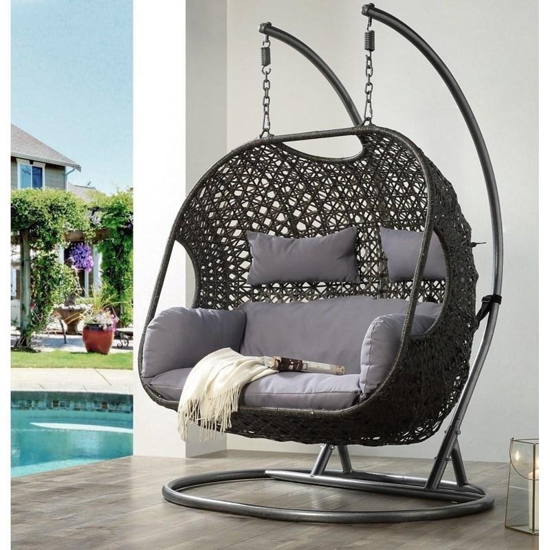 2022 Patio Wicker Swing Stuhl mit Stand Rain Cover enthalten