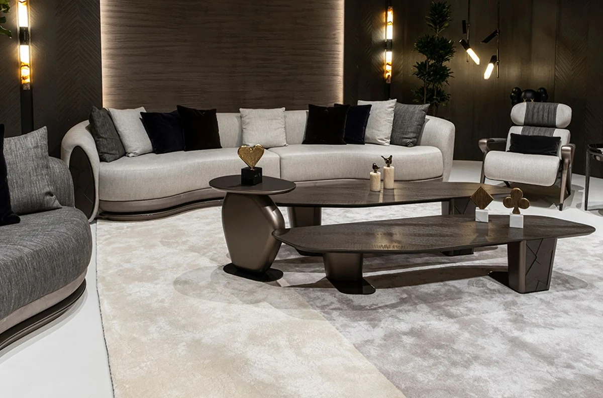 Luxury coffee table set of 2 dark brown / bronze - luxury living room tables - living room furniture - hotel furniture - luxury furniture