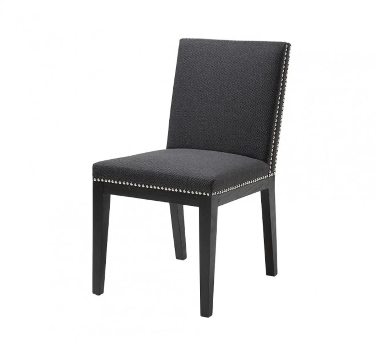 Luxury dining room chair with armrests gray / brass 61 x 56 x H. 73 cm - stainless steel kitchen chair with elegant velvet fabric - luxury kitchen furniture