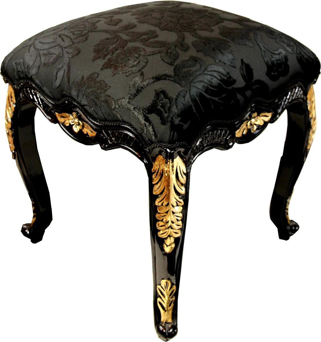 Pompöös by Luxury Baroque Stool Square Black Pattern / Gold - Pompööser Baroque Stool designed by Harald Glööckler