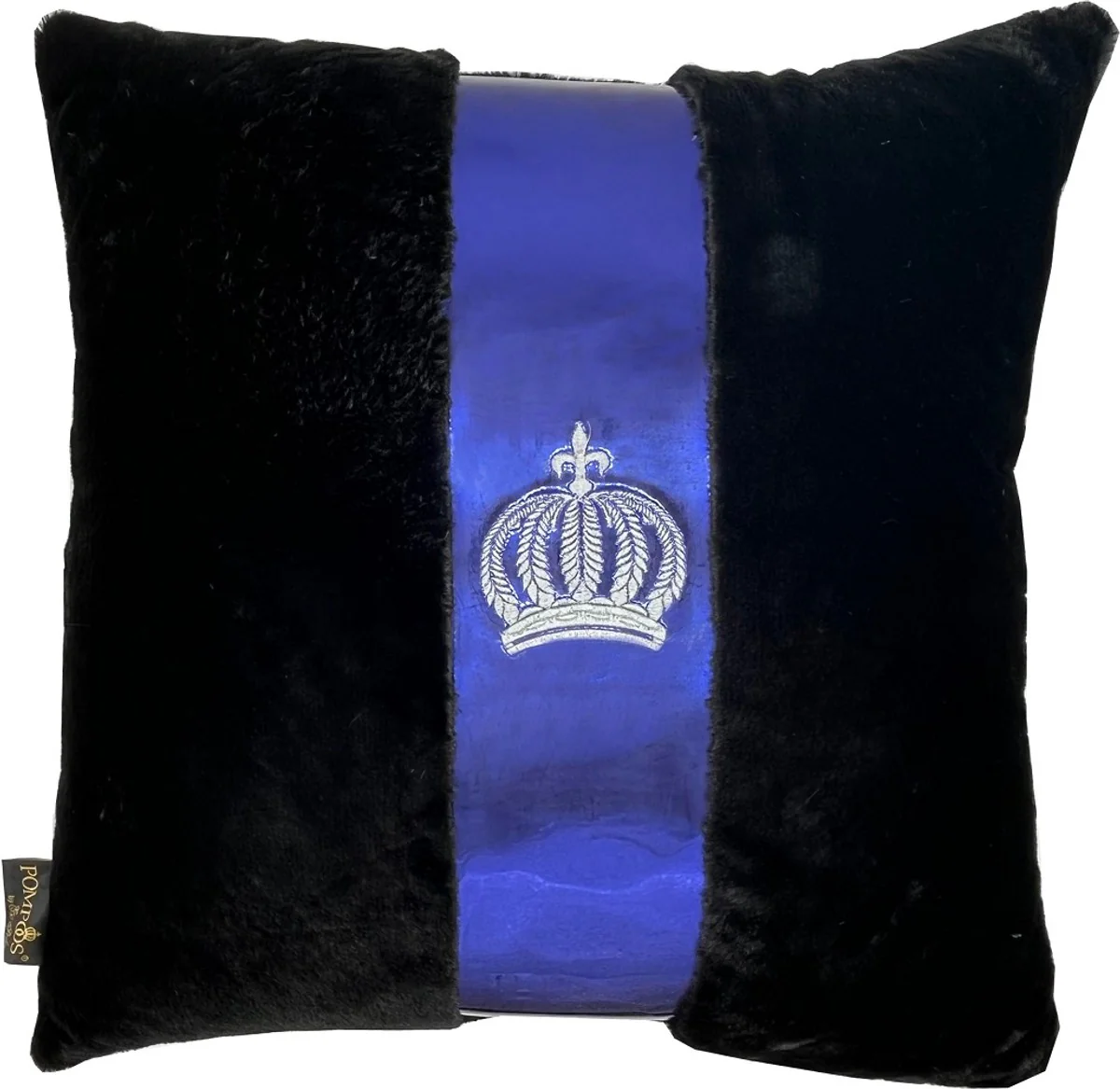 Harald Glööckler luxury decorative cushion Pompöös by black / royal blue - Glööckler cushions - designer decorative cushions - Harald Glööckler designer decorative accessories