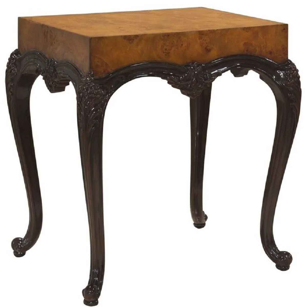 Luxury baroque side table light brown / black - magnificent solid wood table in baroque style - baroque living room furniture