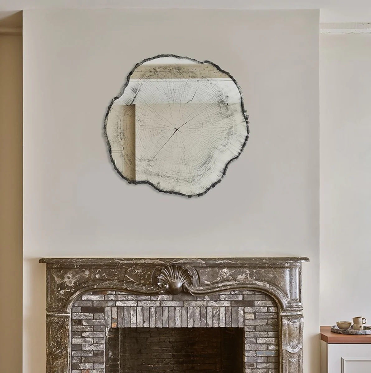 Luxury wall mirror in tree disc design white / black 80 x 2.5 x H. 78 cm - living room mirror - bedroom mirror - cloakroom mirror - luxury furniture - luxury interior