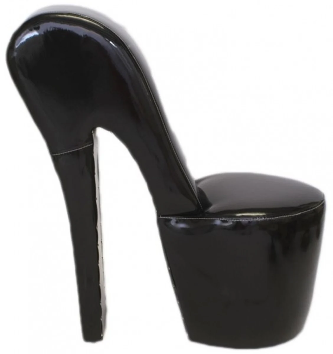High Heel Sessel Schwarz Lack Luxus Design - Designer Sessel - Club Möbel - Schuh Stuhl Sessel