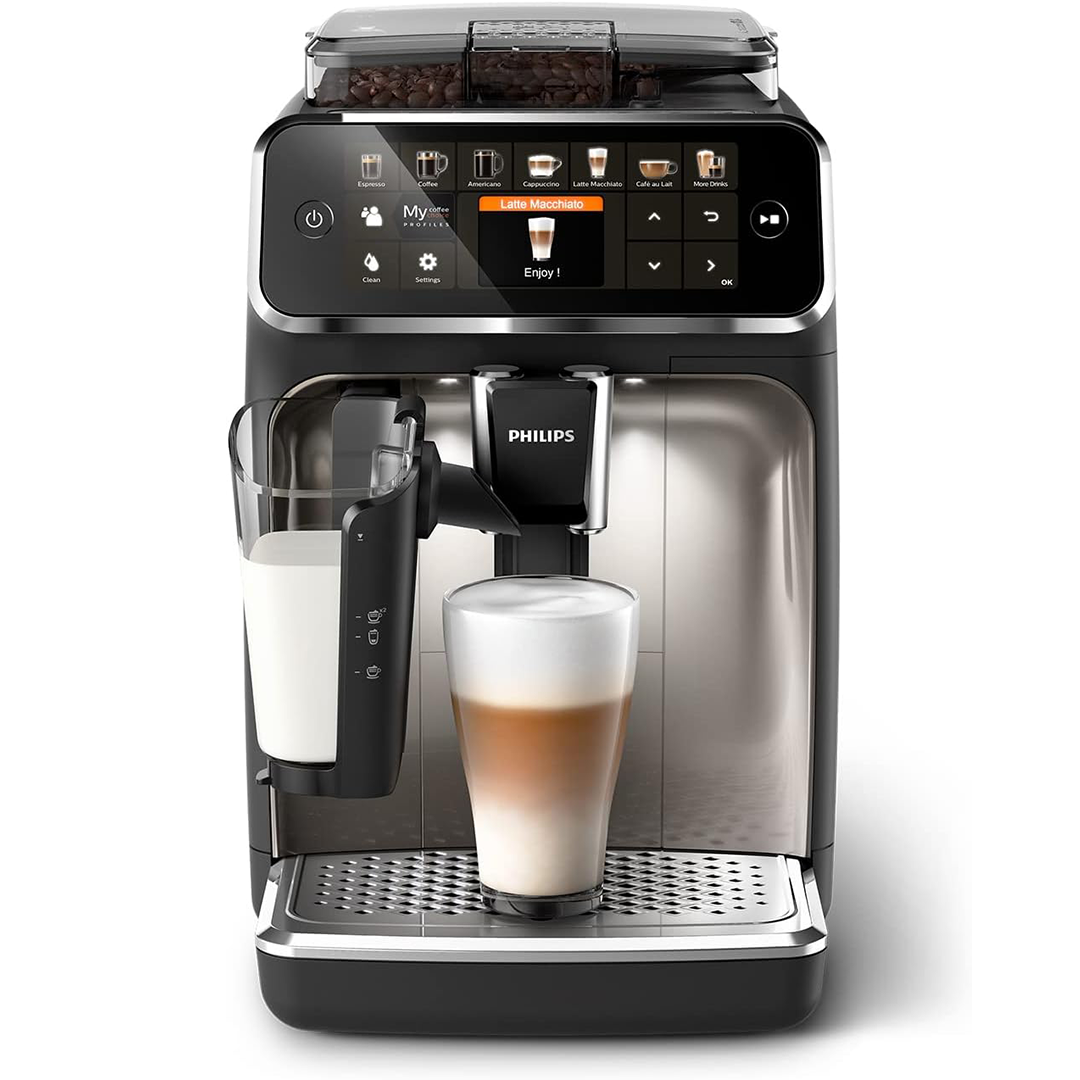 Philips Serie 5400 Kaffeevollautomat – LatteGo Milchsystem, 12 Kaffeespezialitten, Intuitives Display, 4 Benutzerprofil, Chrom