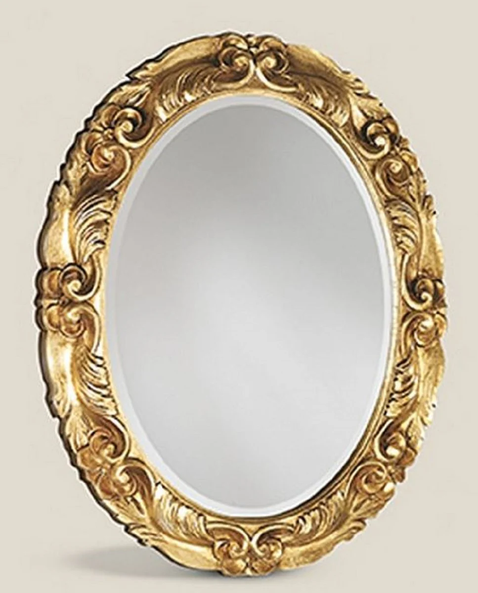 Luxury Baroque Mirror Gold - Oval Solid Wood Wall Mirror in Baroque Style - Baroque Furniture - Luxury Quality - Made in Italy