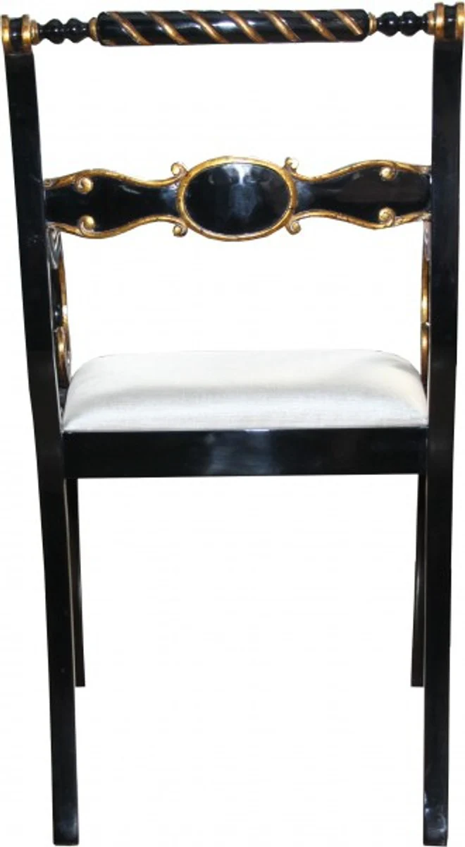 Luxury Baroque Chair with Armrests Black / Gold / Cream - Luxury Desk Chair