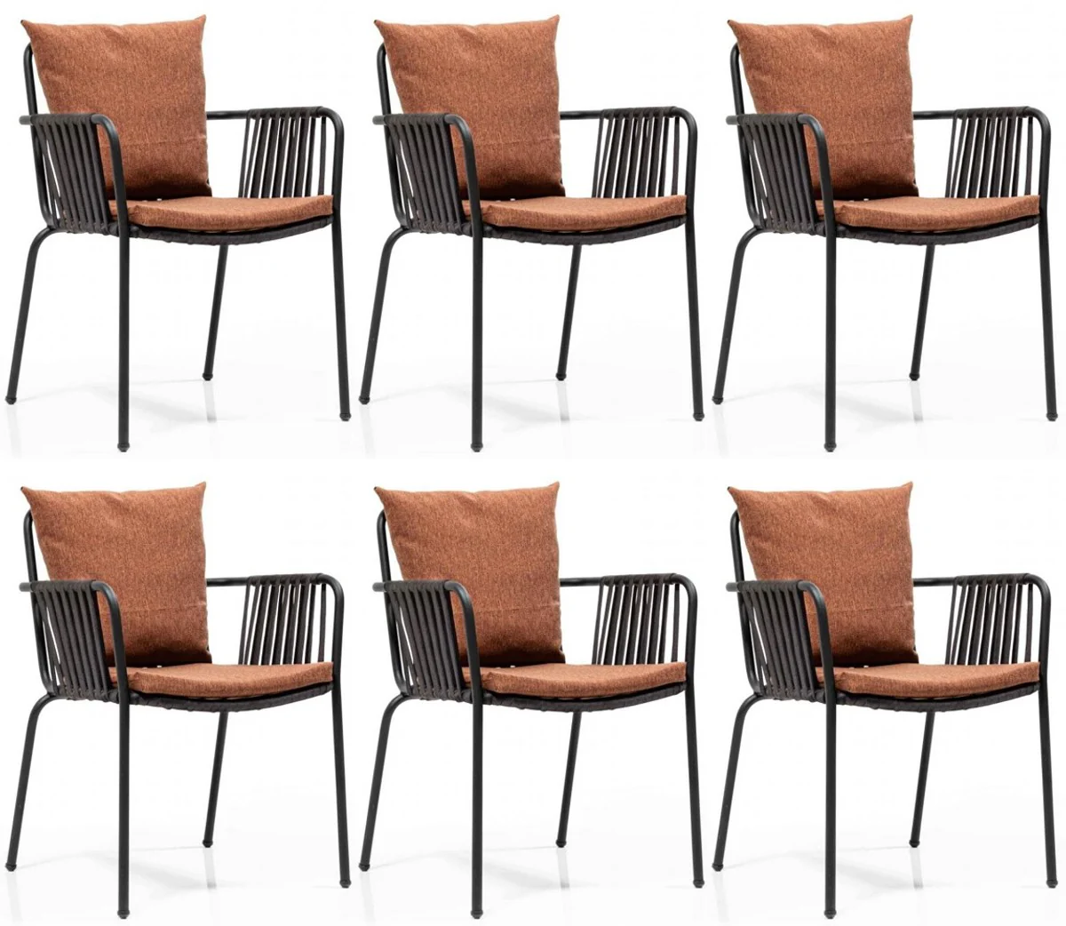 Luxury garden chair set brown / black 50 x 45 x H. 82 cm - Modern garden chairs with armrests - Garden & catering furniture