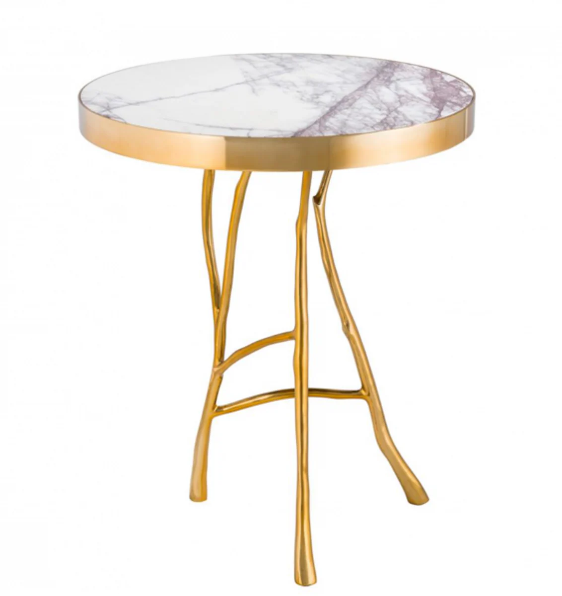 Luxury Art Deco designer side table gold with white marble 50 x H 58 cm - luxury hotel table