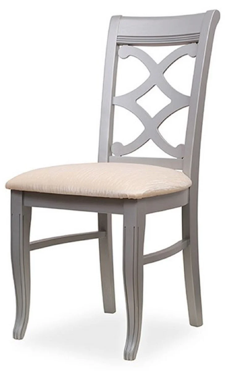 Biedermeier dining room chair cream / gray 49 x 56 x H. 92 cm - Solid wood kitchen chair - Solid wood dining room furniture - Biedermeier dining room furniture