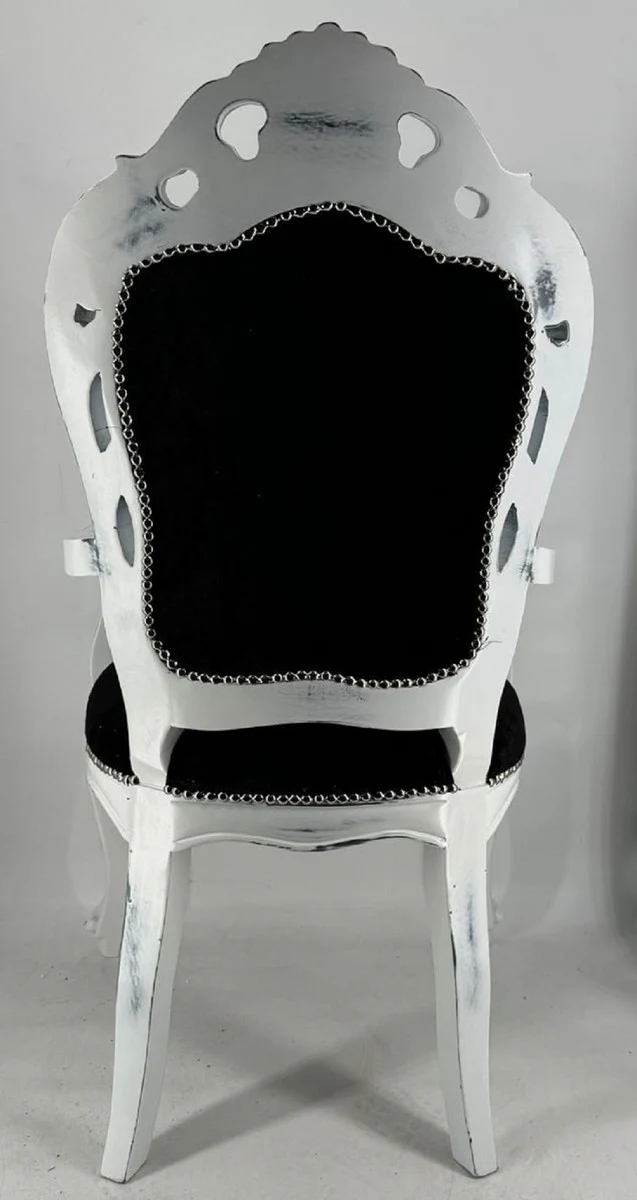 Luxury Baroque Dining Room Chair Black / Antique White - Dining Room Furniture in Baroque Style