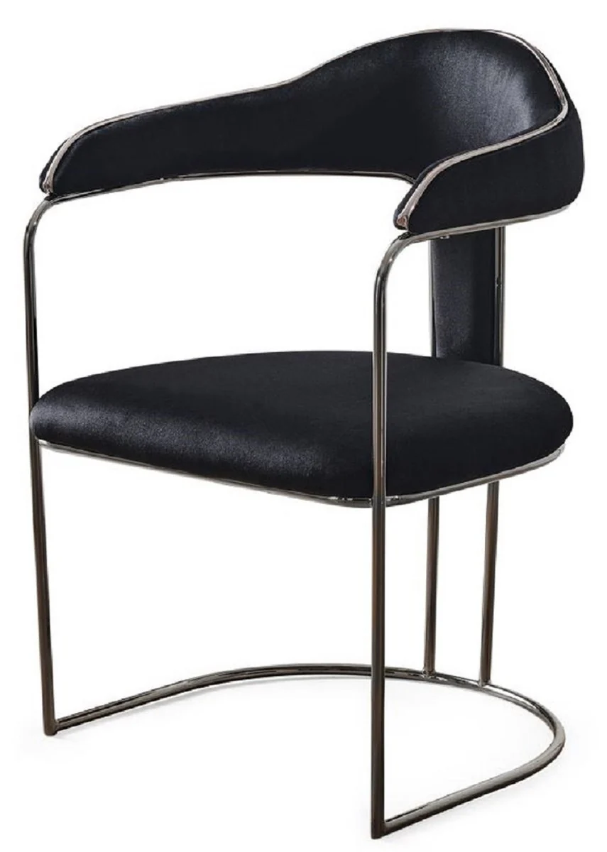 Luxury Art Deco dining room chair set of 6 with armrests black / bronze 60 x 58 x H. 92 cm - Dining room furniture - Restaurant furniture - Art Deco furniture - Luxury furniture