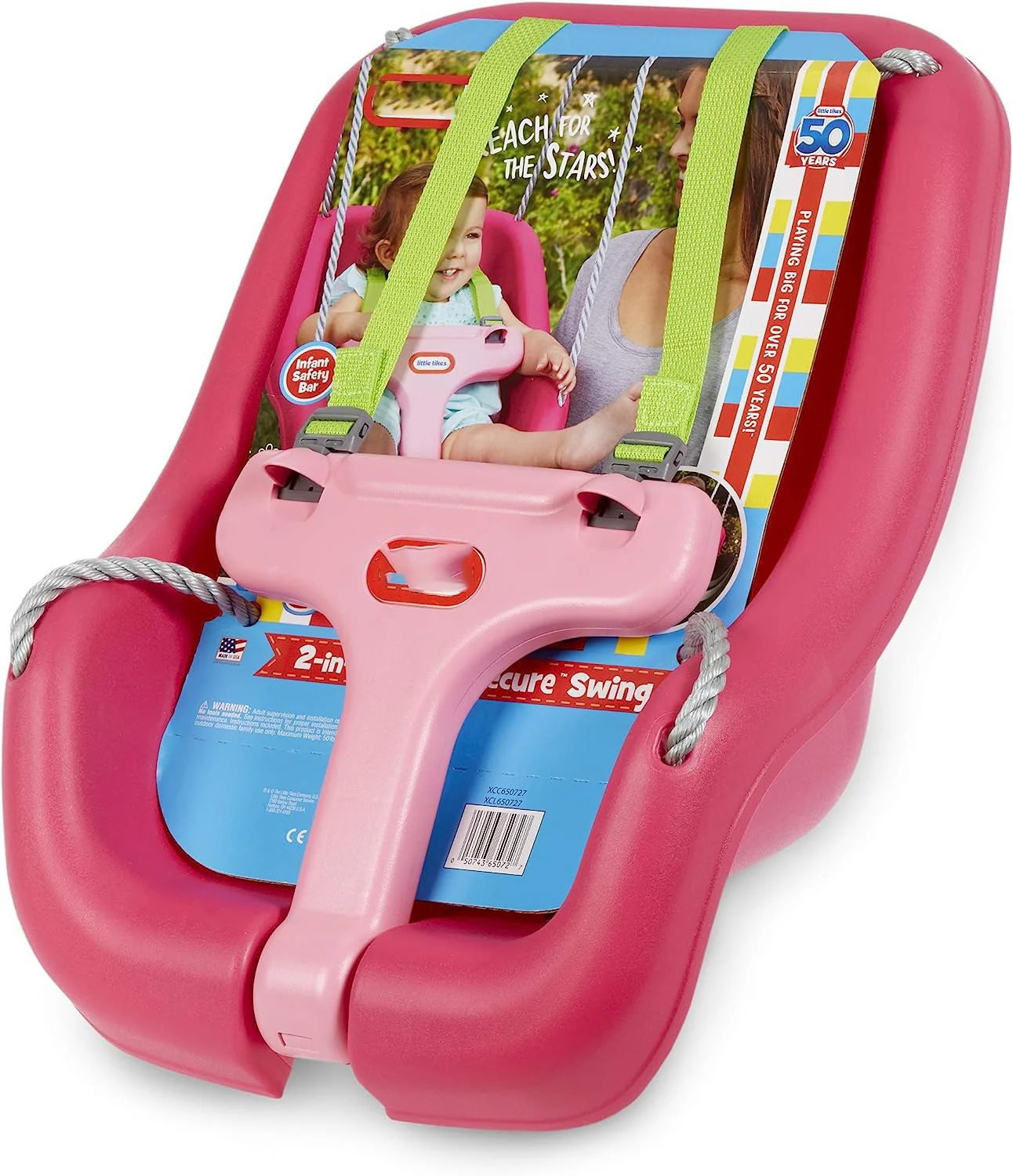 Little Tikes Snug 'n Secure rosa Schaukel mit verstellbaren Trägern, 2-in-1 für Babys und Kleinkinder im Alter von 9 Monaten bis 4 Jahren, 16
