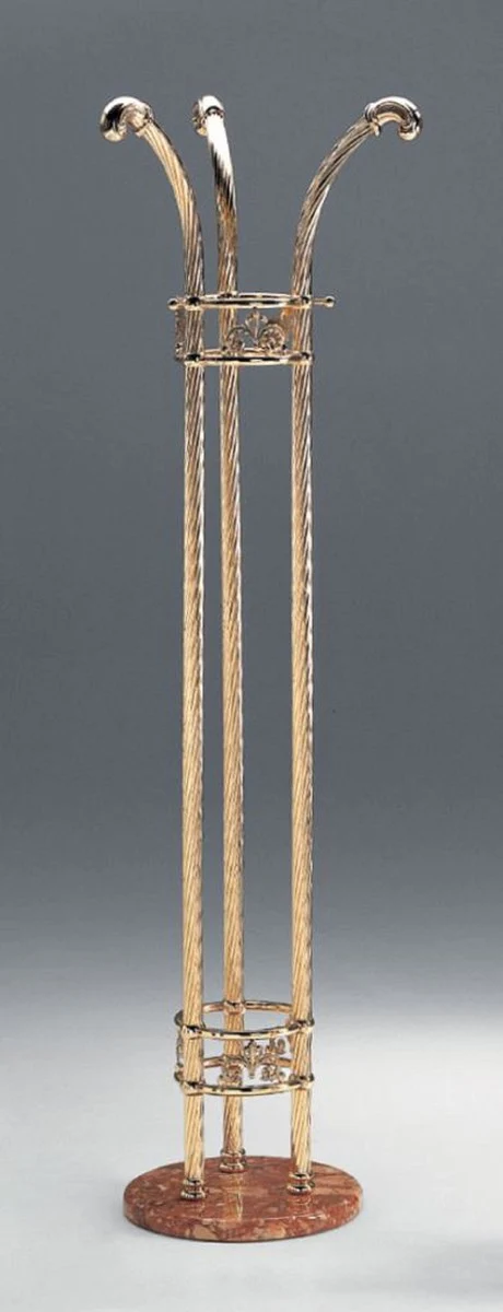 Luxury coat stand brass / brown Ø 46 x H. 163 cm - Brass clothes stand with marble base - Luxury furniture - Cloakroom furniture - Hotel furniture - Luxury quality - Made in Italy