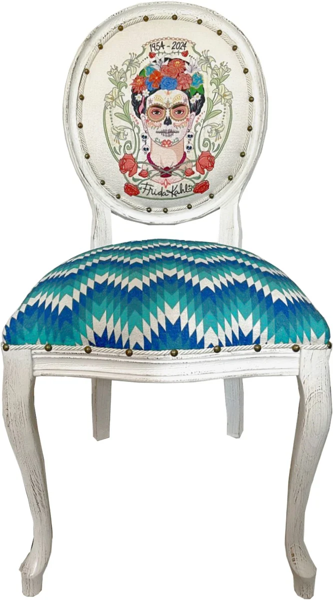 Frida Kahlo by Luxury Baroque Dining Chair Green / White / Colorful / Antique White