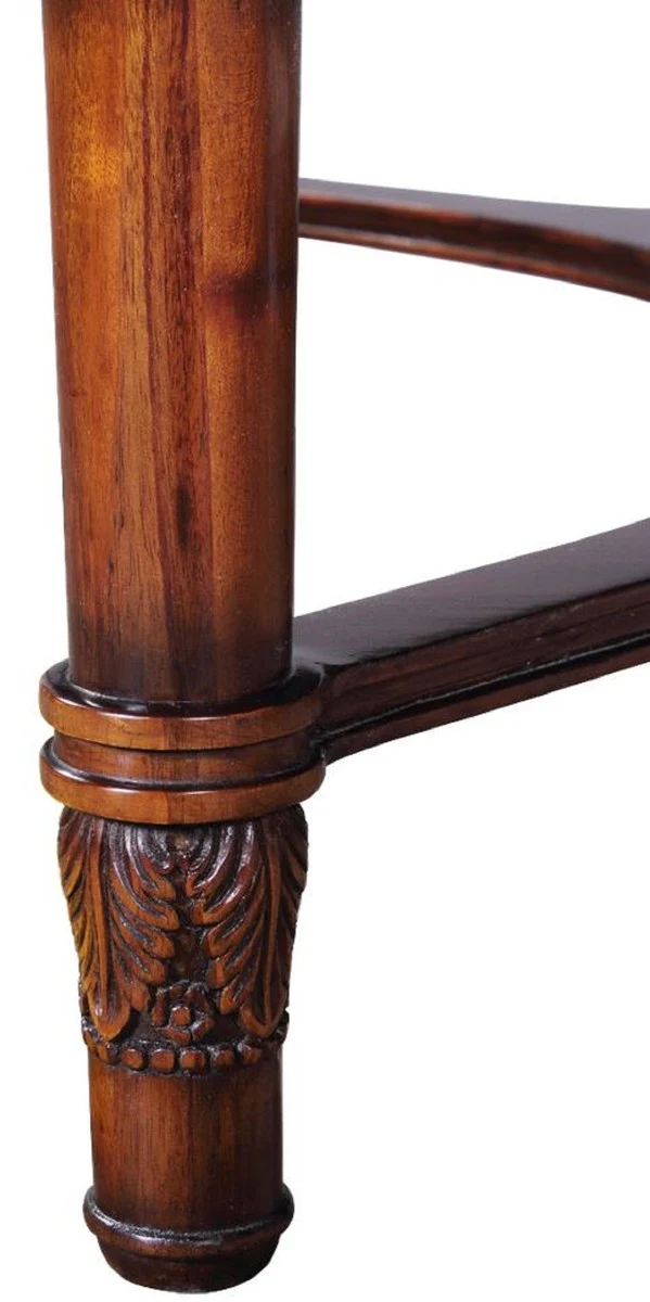 Luxury baroque coffee table dark brown Ø 130 x H. 48 cm - Round mahogany living room table with eglomised mirror glass - Living room furniture in the baroque style