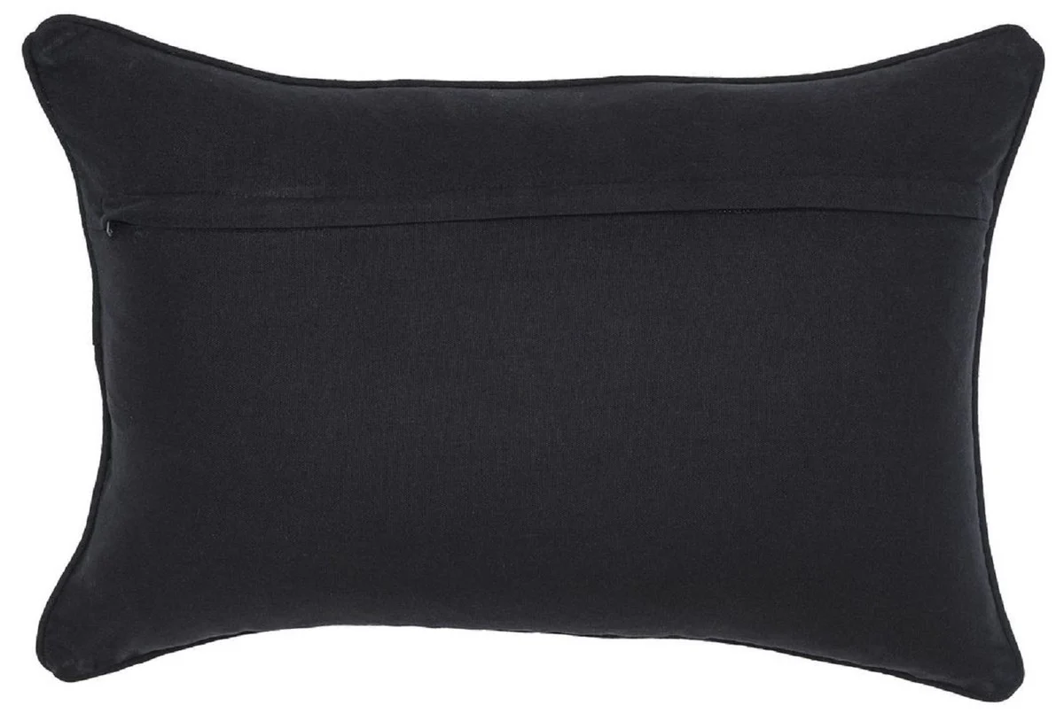 Luxus Deko Kissen Schwarz / Gold 60 x 40 cm - Rechteckiges Zierkissen mit elegantem Rautenmuster - Luxus Qualität - Hotel Kollektion