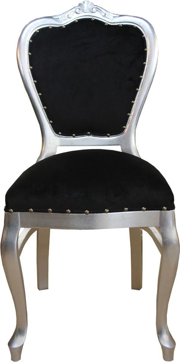 Baroque Luxury Women's Chair Black / Silver - Women's Dressing Table Chair - Limited Edition