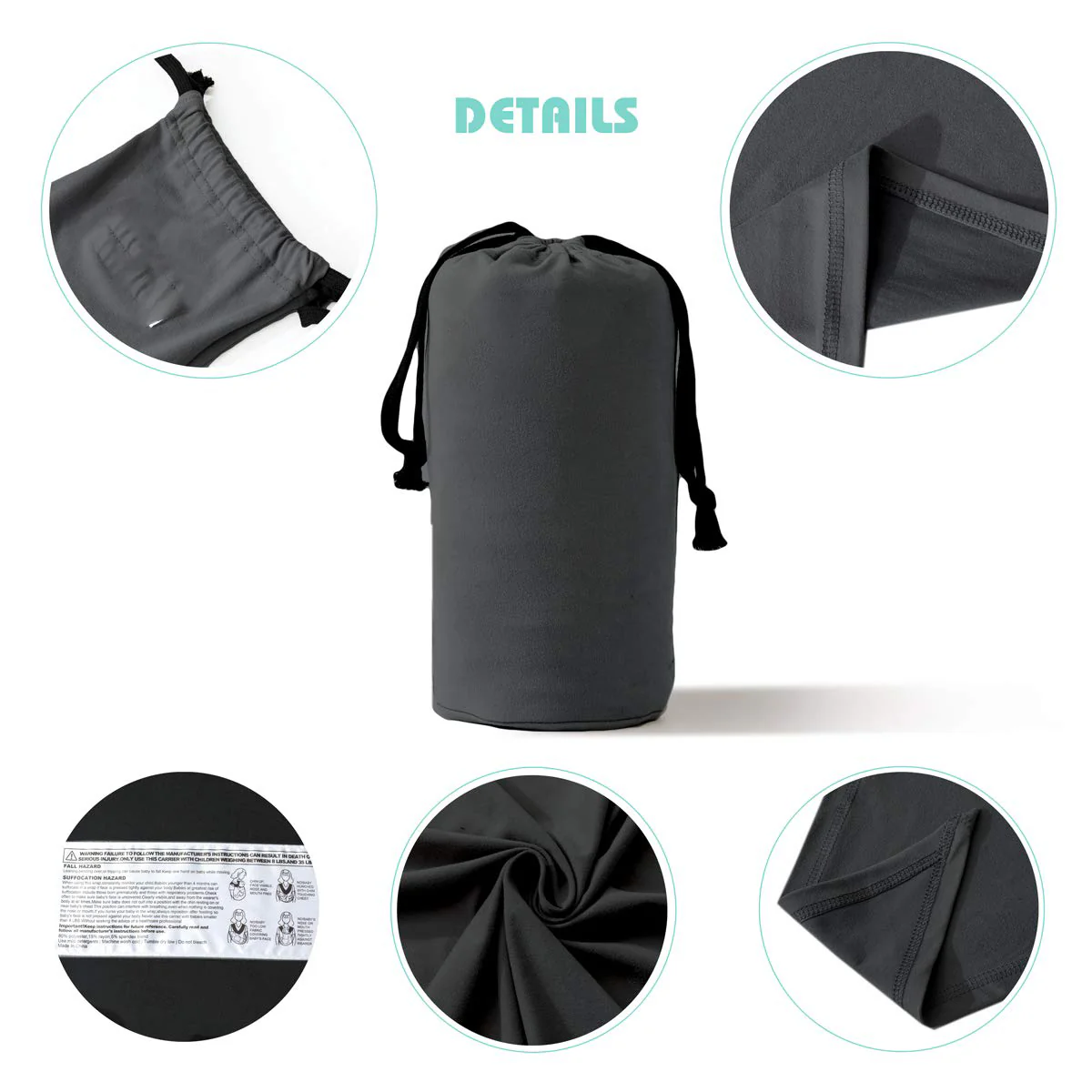 Baby-Wickeltrage, freihändige Babytrage, leicht, atmungsaktiv, weich, perfekt für Neugeborene und Babys, als Duschgeschenk, Schwarz