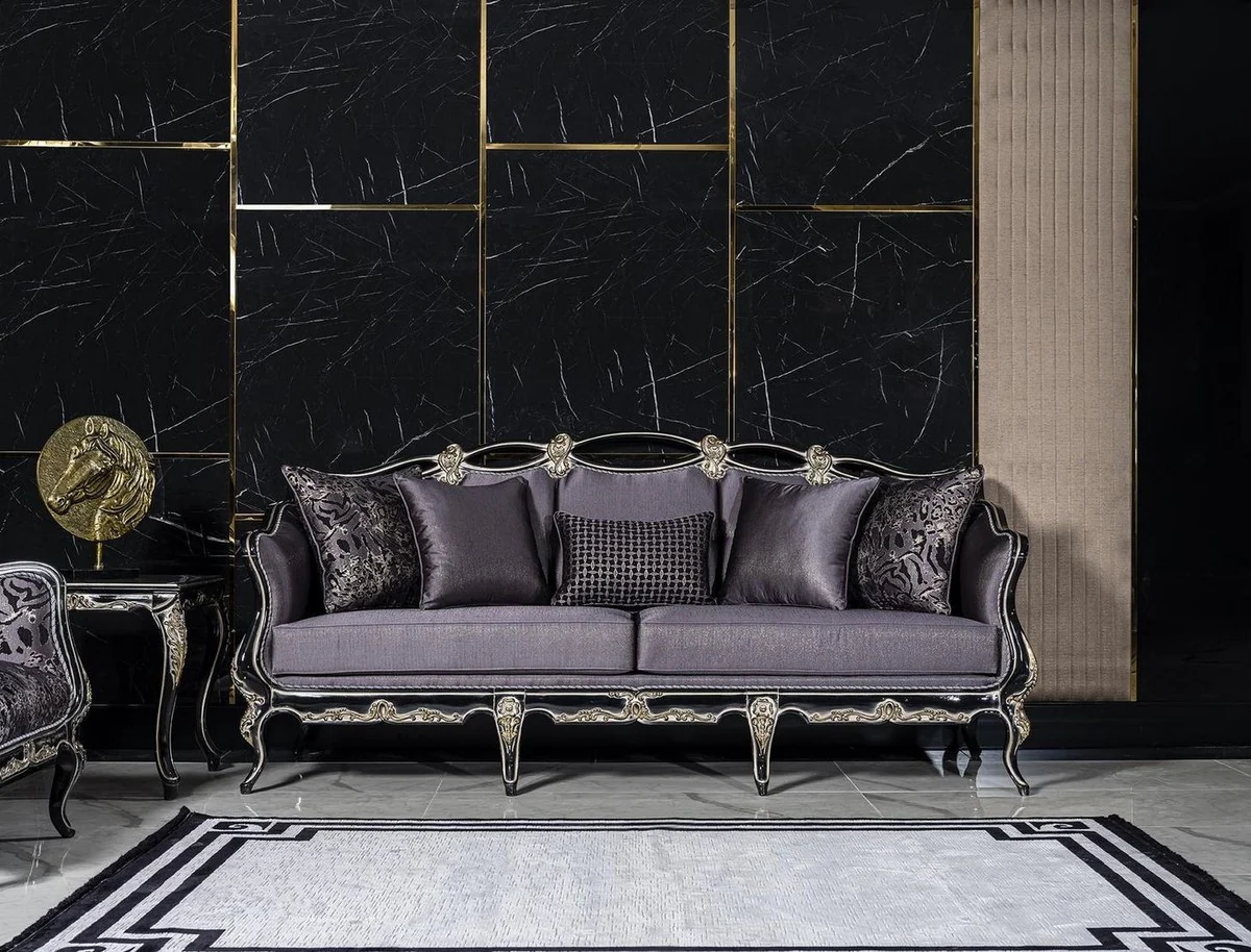 Luxury baroque side table black / gold - handmade table in baroque style - baroque living room furniture - noble and magnificent