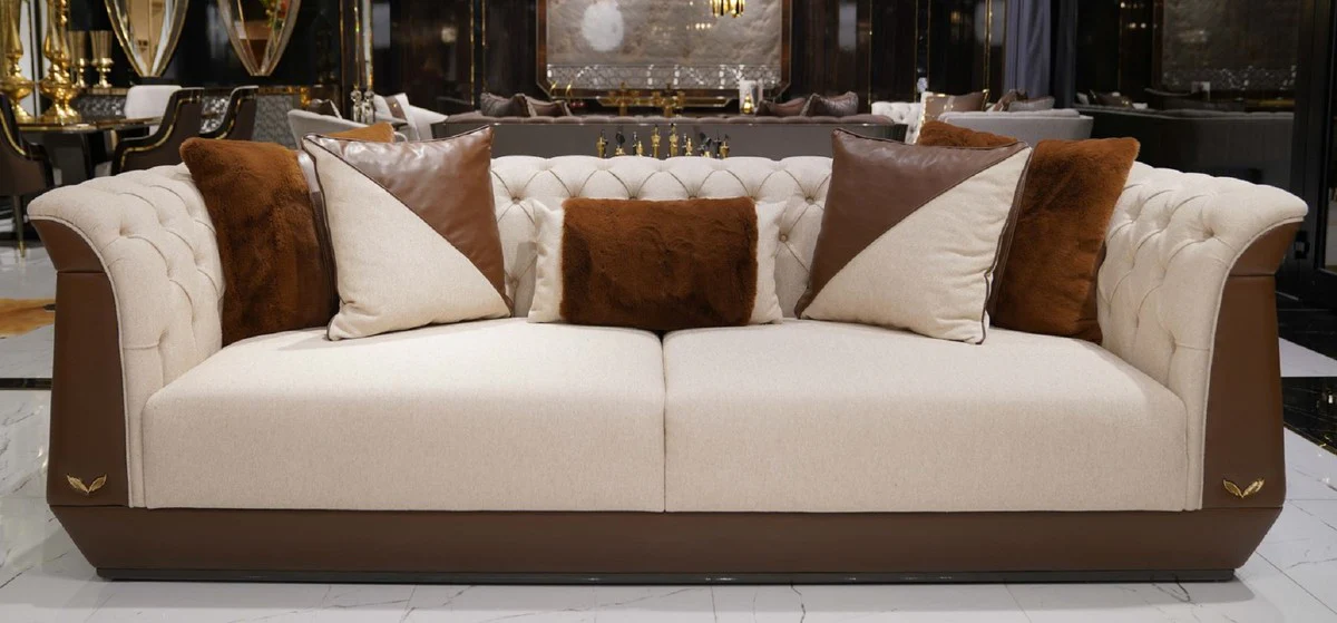 Luxury Chesterfield Sofa Natural Colors / Brown / Gray - Living Room Sofa - Hotel Sofa - Living Room Furniture - Hotel Furniture - Chesterfield Furniture - Luxury Furniture - Luxury Furnishings