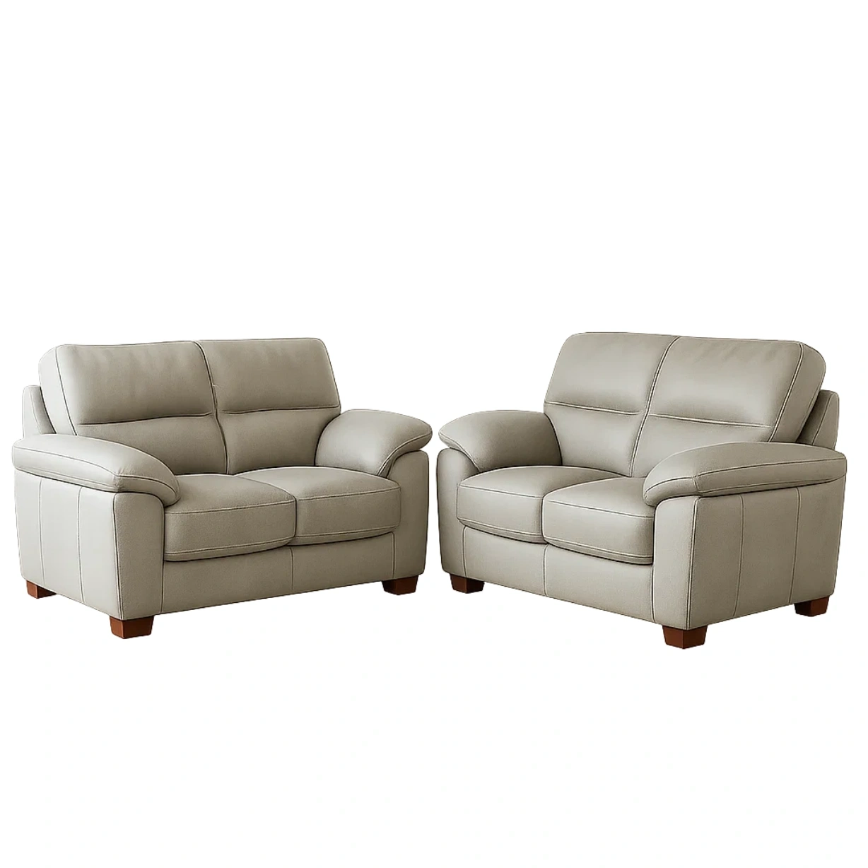 Sofagarnitur, 4-Sitzer, Lederbezug, graue Farbe, klassisches Design, keine zusätzlichen Funktionen, Maße des 2-Sitzer-Sofas: 150 x 80 x 90 cm, für Wohnzimmer und Lounges. - yErGOwMy6igl