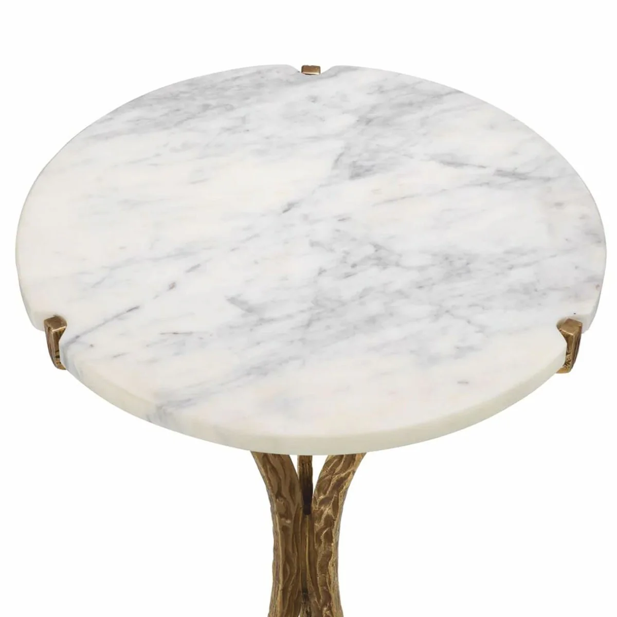 Luxury 3-legged side table with marble top vintage brass / white Ø 40 x H. 59 cm
