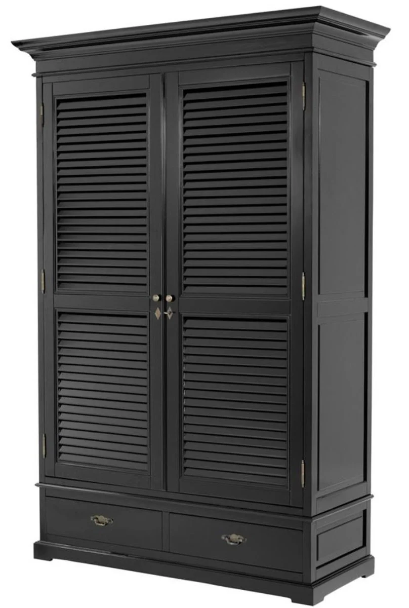 Luxury bedroom cupboard / wardrobe with 2 doors and 2 drawers black 135 x 58 x H. 227 cm - Luxury bedroom furniture