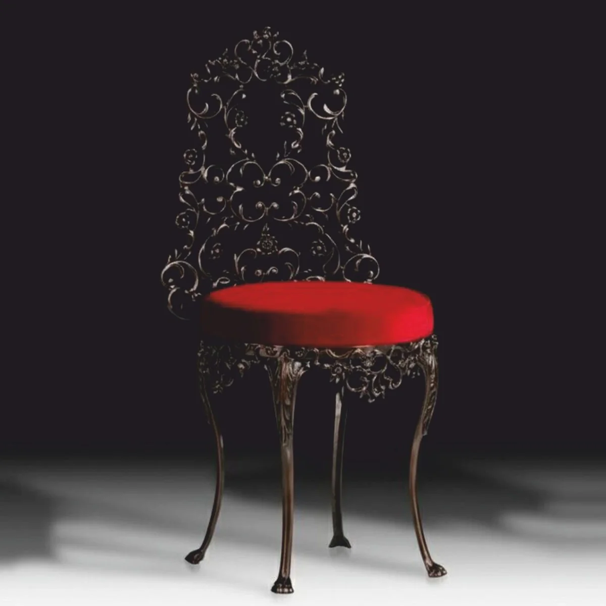 Luxury Baroque Dining Room Chair Red / Antique Bronze H. 86 cm - Baroque Furniture
