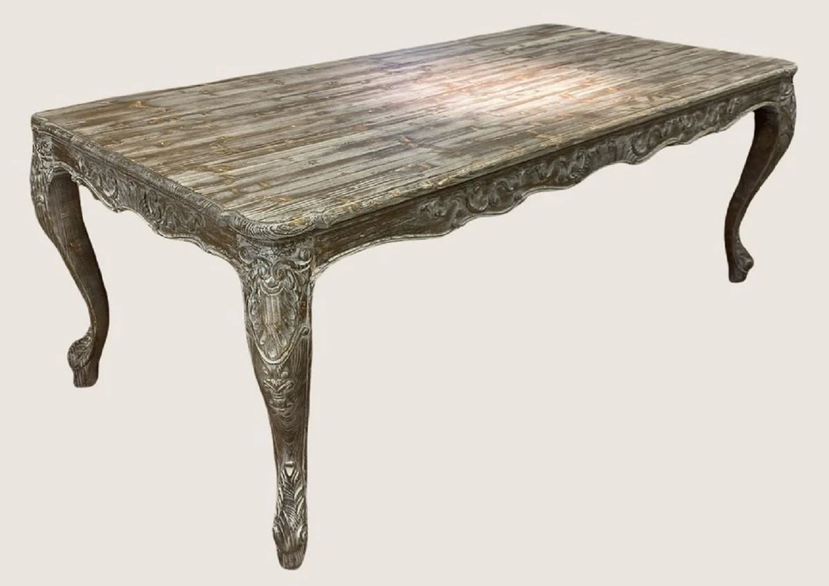 Luxury Baroque Solid Wood Dining Table Antique Brown / Gray - Handcrafted Baroque Style Kitchen Table - Luxury Dining Room Furniture in Baroque Style - Baroque Dining Room Furniture