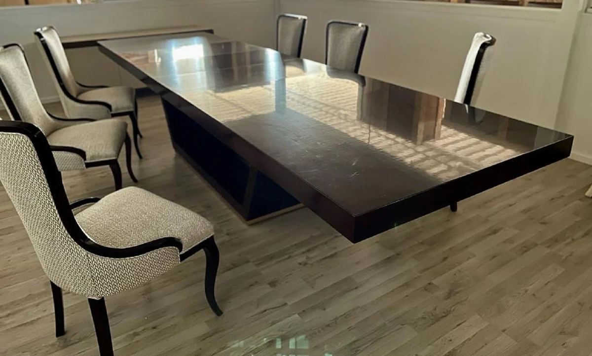Luxury dining table brown / gold 300-400 x 110 x H. 78 cm - Extendable solid wood dining room table - Italian luxury dining room furniture - Luxury quality - Made in Italy