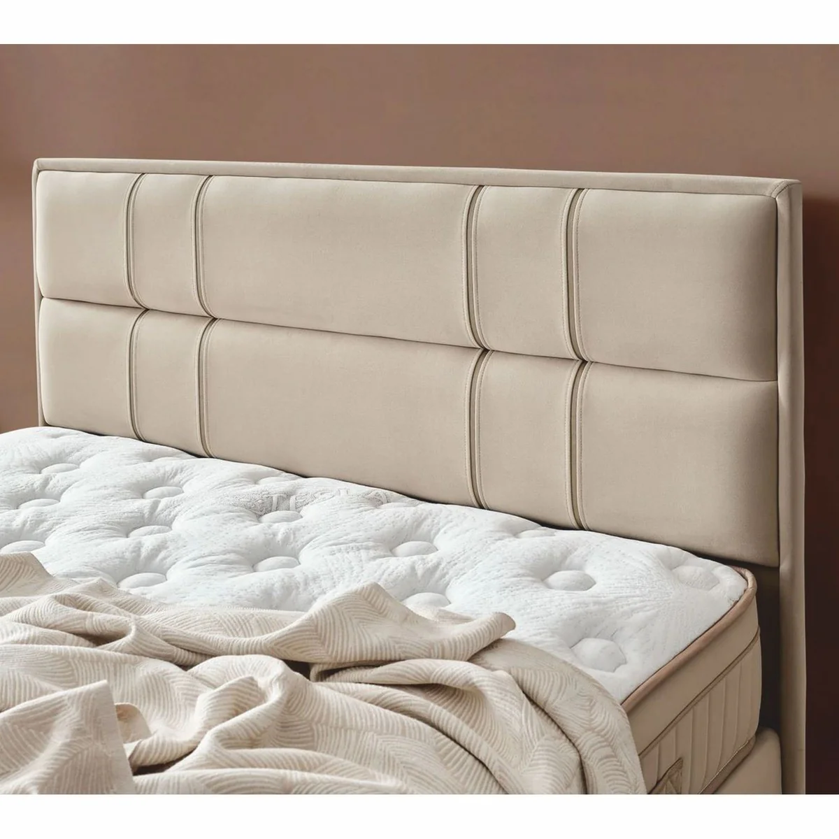 Luxury Bed Headboard Beige / Black 200 cm - Hotel & Bedroom Furniture