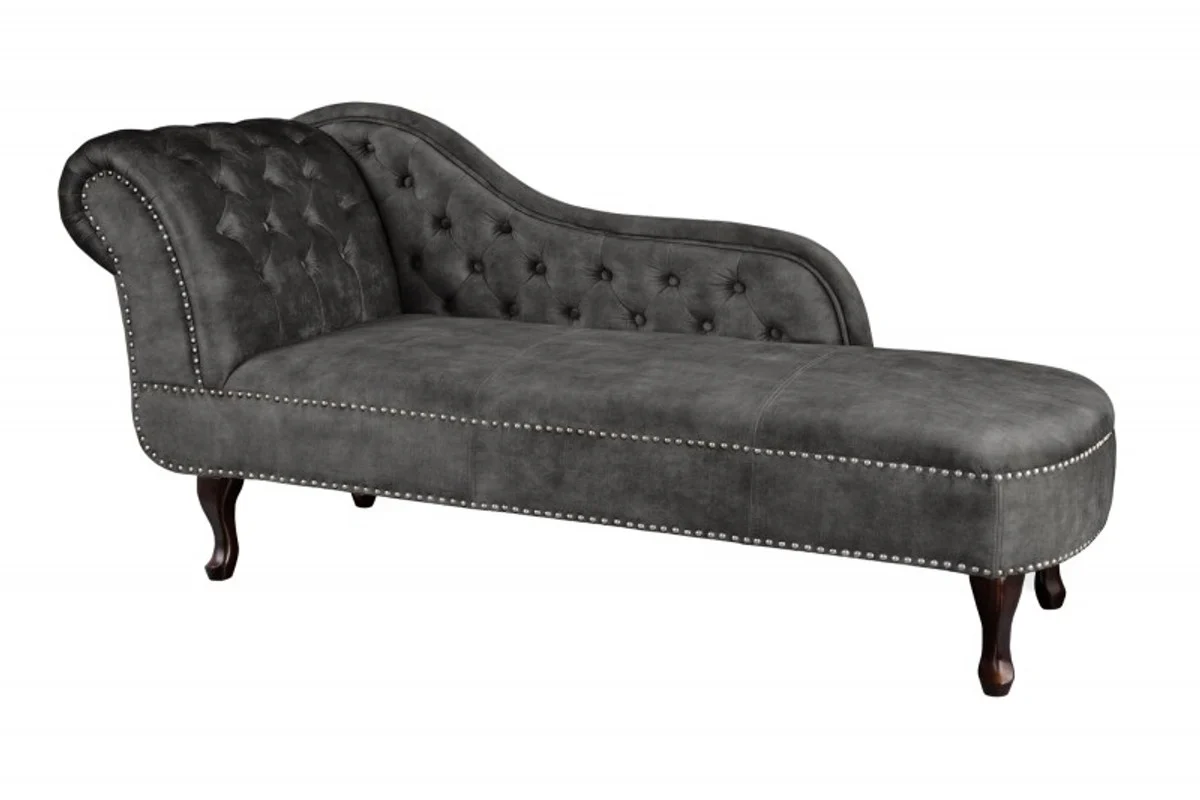 Chesterfield chaise longue dark gray / brown from the house - living room lounger sofa