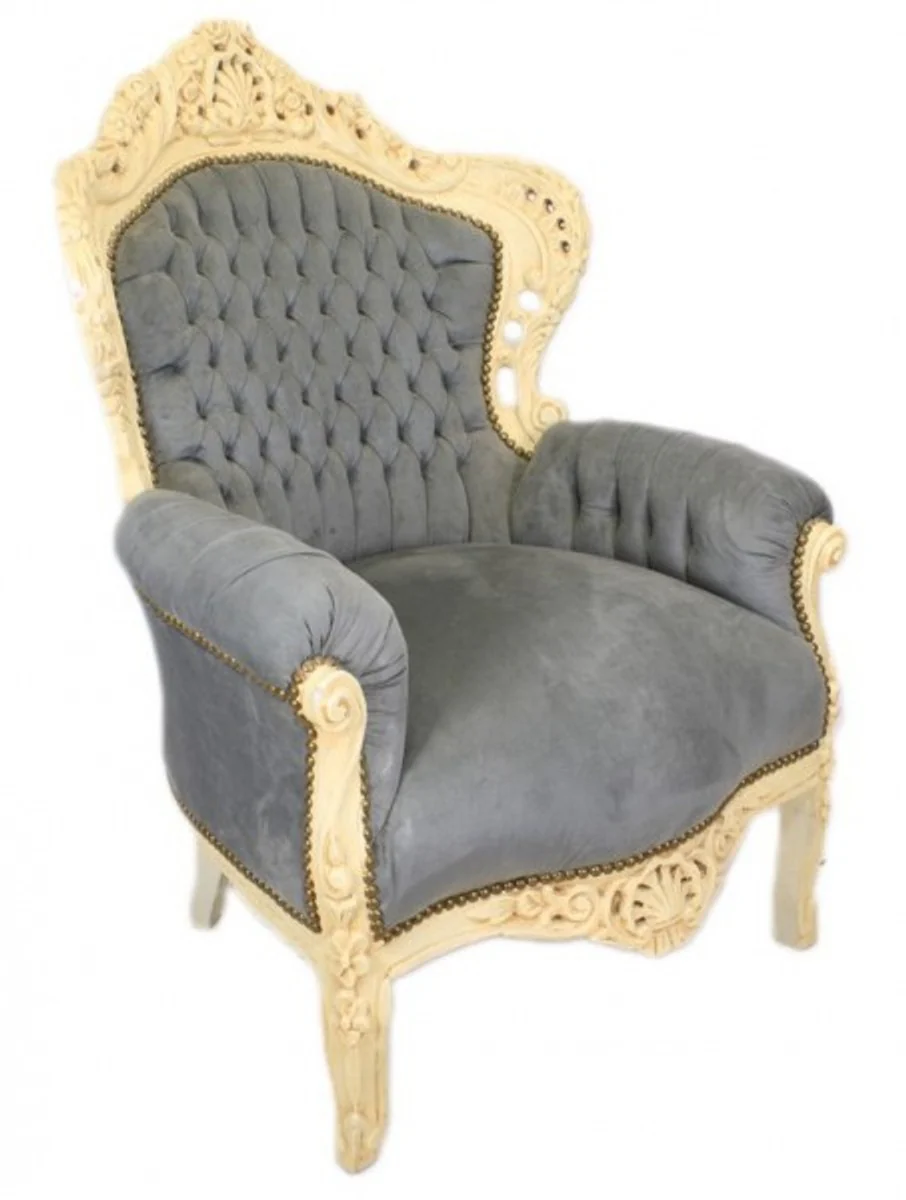 Barock Sessel King Grau / Antikstil Creme - Antikstil Möbel