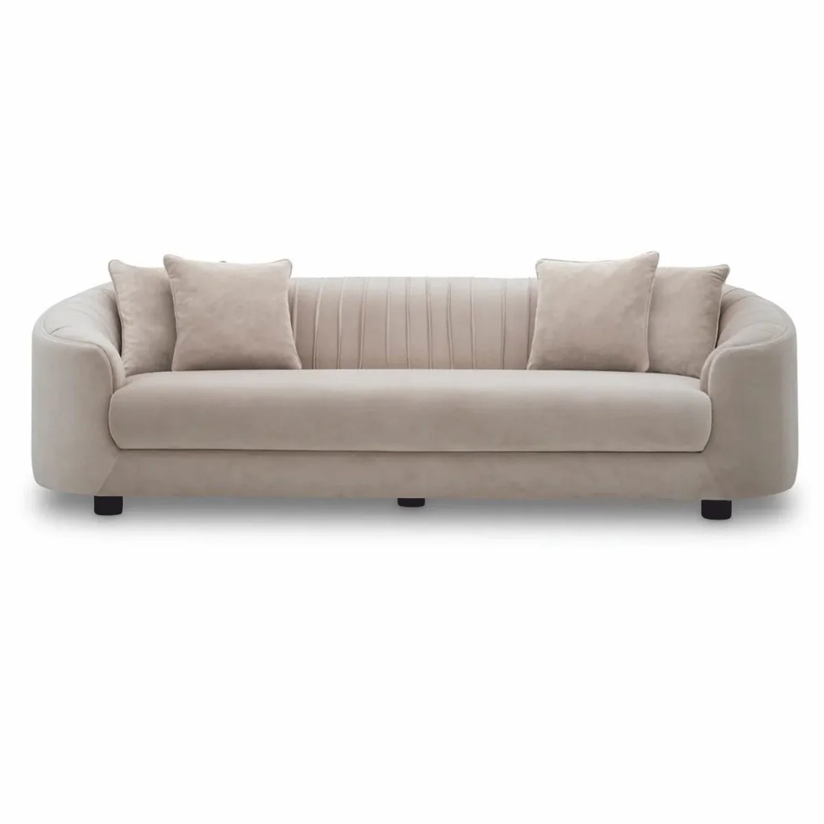 Luxury Velvet Sofa Cream / Black 241 cm - Living Room & Hotel Furniture