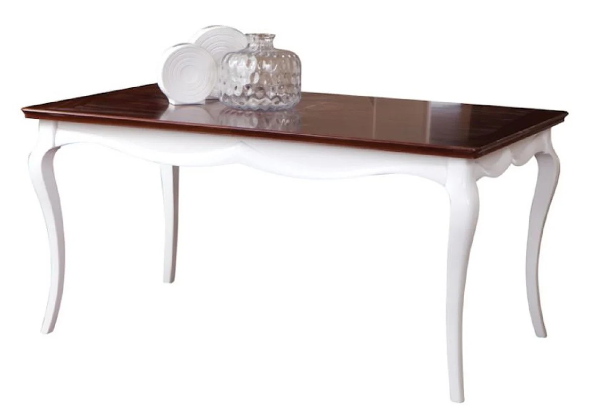 Luxury Art Deco dining table white / dark brown 160-250 x 90 x H. 77.5 cm - Extendable kitchen table