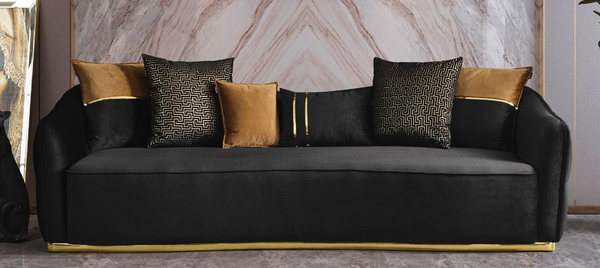 Luxury sofa black / gold 240 x 100 x H. 80 cm - living room sofa - living room furniture - luxury furniture - living room furnishings - luxury furnishings - luxury quality