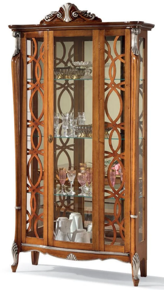 Luxury Baroque Display Cabinet Brown / Silver - Handmade Italian Baroque Style Display Cabinet - Baroque Style Furniture - Italian Baroque Furniture - Luxury Quality - Made in Italy