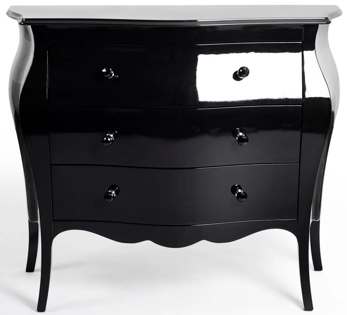 Luxury baroque chest of drawers high gloss black - handmade solid wood chest of drawers with 3 drawers - luxury furniture in baroque style - baroque furniture - baroque furnishings - noble & magnificent