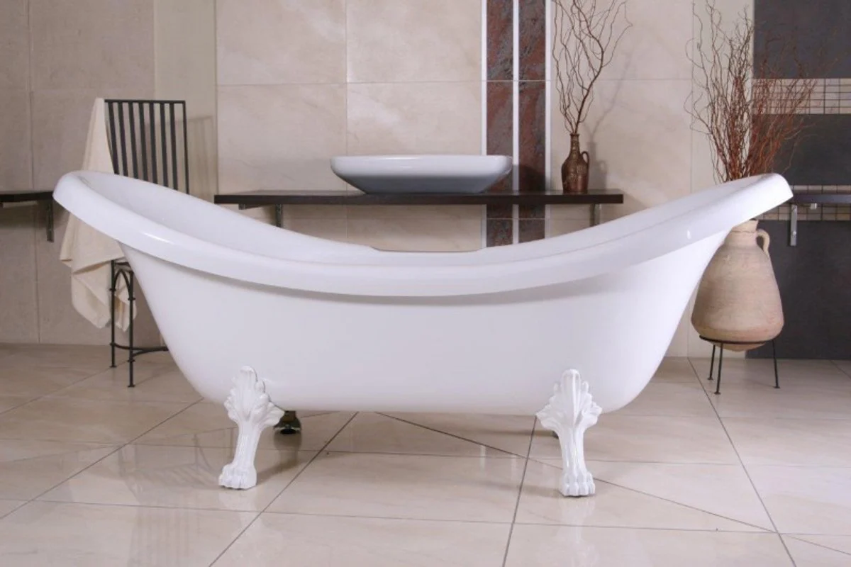 Freestanding luxury bathtub Art Nouveau Venice white/white 2020 mm - Baroque bathroom - Retro antique bathtub