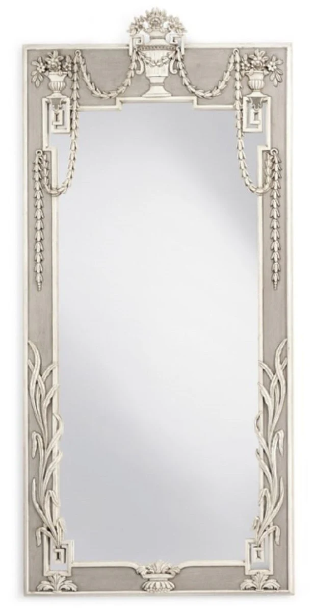 Luxury Baroque Mirror Gray / Cream White - Italian Baroque Style Wall Mirror - Luxury Furniture in Baroque Style - Magnificent Baroque Furniture - Luxury Quality - Made in Italy