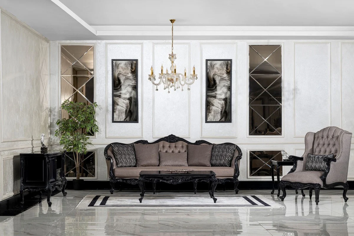 Luxury Baroque side table black - Handcrafted solid wood table in Baroque style - Luxury living room furniture in Baroque style - Baroque furniture - Noble & magnificent